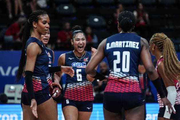 Belgium v Dominican Republic - FIVB Volleyball Women s Nations League ISTANBUL, TURKIYE - JUNE 19: Dominican Republic players celebrate after scoring a point during a Women’s Volleyball Nations League 2025 Week 2 match against Belgium at Sinan Erdem Dome in Istanbul, Turkiye on June 19, 2025. Hakan Akgun Anadolu Istanbul Turkey. Editorial use only. Please get in touch for any other usage.  Copyright: x2025xAnadoluxHakanxAkgunx