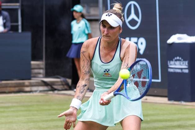 Tennis WTA Tour, Singles, Women, Round of 16, Sabalenka Belarus Masarova Switzerland , Steffi Graf Stadium Rebeka Masarova Switzerland returns a ball Tennis WTA Tour