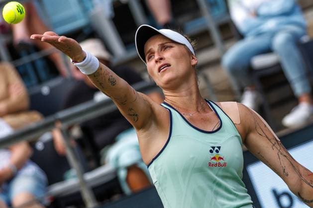 Tennis WTA Tour, Singles, Women, Round of 16, Sabalenka Belarus Masarova Switzerland , Steffi Graf Stadium Rebeka Masarova Switzerland returns a ball Tennis WTA Tour