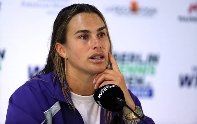 Aryna Sabalenka BLR interviewed at press conference Sport HYLO Berlin Tennis Open Women on grass 19 06 2025