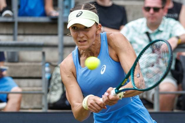 Tennis WTA Tour, Singles, Women, Round of 16, Sabalenka Belarus Masarova Switzerland , Steffi Graf Stadium Rebeka Masarova Switzerland returns a ball Tennis WTA Tour