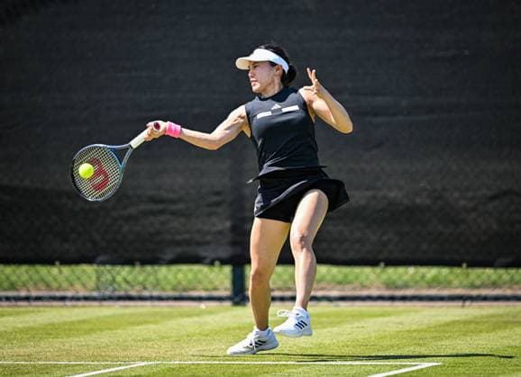 19th June 2025; Lexus Nottingham Tennis Centre, Nottingham, England; Lexus Nottingham Open, Day 4; Miyu Kato (JPN) hits a forehand in her first round match with her partner Cristina Bucsa (ESP) against Shuai Zhang (CHN) and Su-Wei Hsieh (TPE)  ActionPlus12802714 GodfreyxPitt