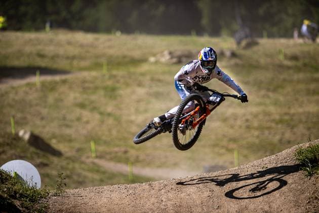 Whoop Mountainbike Downhill Worldcup Val di Sole GREENLAND Laurie SANTA CRUZ SYNDICATEat Whoop Mountainbike Downhill Worldcup Val di Sole, 19 06 2025,in , photo Sebastian Sternemann