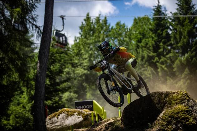 Whoop Mountainbike Downhill Worldcup Val di Sole KIRK Rory at Whoop Mountainbike Downhill Worldcup Val di Sole, 19 06 2025,in , photo Sebastian Sternemann