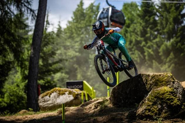 Whoop Mountainbike Downhill Worldcup Val di Sole DICKSON Jacob MS RACINGat Whoop Mountainbike Downhill Worldcup Val di Sole, 19 06 2025,in , photo Sebastian Sternemann