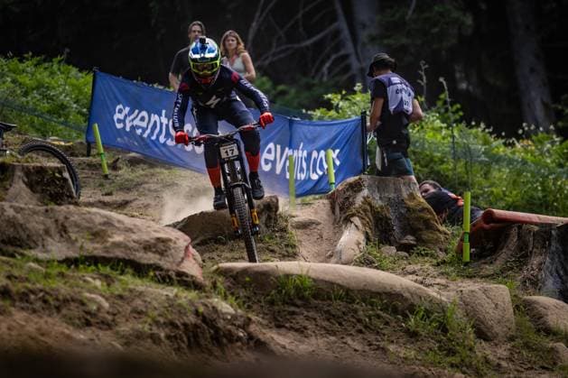 Whoop Mountainbike Downhill Worldcup Val di Sole WILLIAMS Jordan SPECIALIZED GRAVITYat Whoop Mountainbike Downhill Worldcup Val di Sole, 19 06 2025,in , photo Sebastian Sternemann