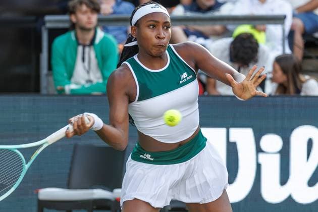 Tennis WTA Tour, Singles, Women, Round of 16, Coco Gauf USA Xinyu Wang China , Steffi Graf Stadium Coco Gauf United States returns a ball Tennis WTA Tour