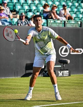 19th June 2025; Lexus Nottingham Tennis Centre, Nottingham, England; Lexus Nottingham Open, Day 4; Thomas Barrios Vera (CHI) hits a forehand in his quarter final match against Marin Cilic (CRO)  ActionPlus12802851 GodfreyxPitt
