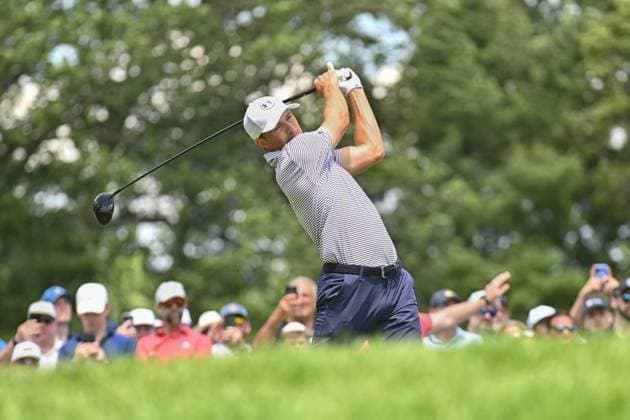 Thursday June 19, 2025: Jordan Spieth hits his tee shot on the First hole during the first round of the Travelers Golf Championship in Cromwell, Connecticut. CSM Cromwell USA - ZUMAc04_ 20250619_zma_c04_040 Copyright: xGregoryxVasilx