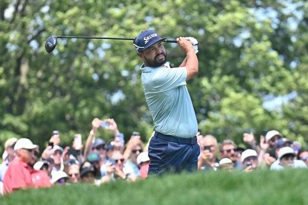 Thursday June 19, 2025: J.J. Spaun watches his tee shot on the First hole during the first round of the Travelers Golf Championship in Cromwell, Connecticut. CSM Cromwell USA - ZUMAc04_ 20250619_zma_c04_046 Copyright: xGregoryxVasilx