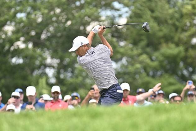 Thursday June 19, 2025: Jordan Spieth hits his tee shot on the First hole during the first round of the Travelers Golf Championship in Cromwell, Connecticut. CSM Cromwell USA - ZUMAc04_ 20250619_zma_c04_048 Copyright: xGregoryxVasilx