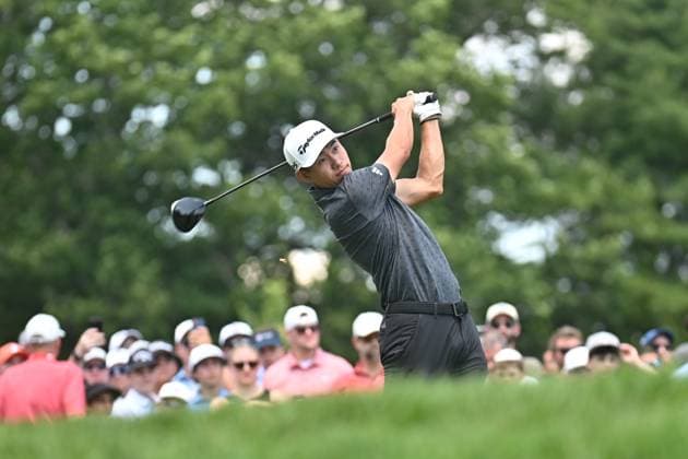 Thursday June 19, 2025: Colin Morikawa hits his tee shot on the First hole during the first round of the Travelers Golf Championship in Cromwell, Connecticut. CSM Cromwell USA - ZUMAc04_ 20250619_zma_c04_049 Copyright: xGregoryxVasilx
