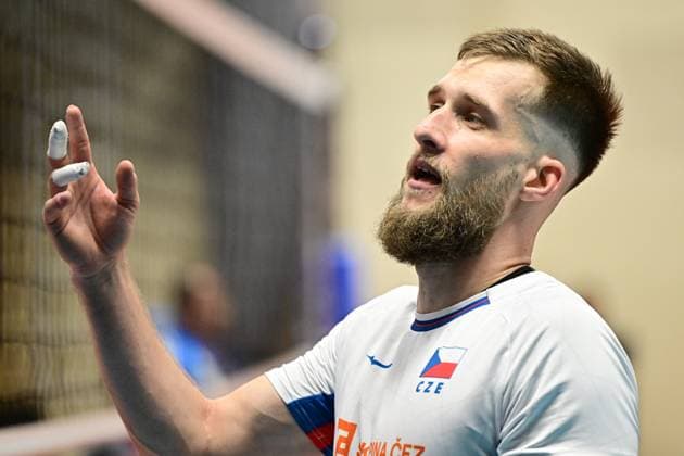 Czech Adam Zajicek in action during the Men s volleyball European league game: Czechia vs Romania in Kutna Hora, Czech Republic, June 19, 2025. (CTKxPhoto JosefxVostarek) CTKPhotoP2025061907682  CTKPhotoP2025061907682