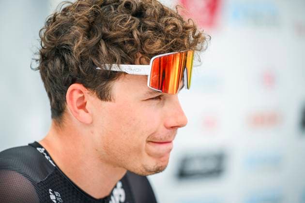 Tour de Suisse 2025 Stage 6 NEUHAUSEN AM RHEINFALL, SWITZERLAND - JUNE 20 : De Lie Arnaud (BEL) of Lotto Cycling Team during an interview before the race during stage 6 of the 88th edition of Tour de Suisse an UCI World Tour 2.UWT cycling road race stage for Men Elite of 186.7 km with start in Chur and finish in Neuhausen am Rheinfall on June 20, 2025 in Neuhausen am Rheinfall, Switzerland, 20 06 2025 ( Motordriver Kenny Verfaillie - Neuhausen am Rheinfall Switzerland  Copyright: xVincentxKalutx