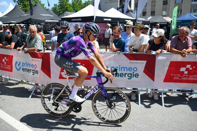 Tour de Suisse 2025 Stage 6 NEUHAUSEN AM RHEINFALL, SWITZERLAND - JUNE 20 : Gamper Patrick (AUT) of Team Jayco AlUla before the start of the race during stage 6 of the 88th edition of Tour de Suisse an UCI World Tour 2.UWT cycling road race stage for Men Elite of 186.7 km with start in Chur and finish in Neuhausen am Rheinfall on June 20, 2025 in Neuhausen am Rheinfall, Switzerland, 20 06 2025 ( Motordriver Kenny Verfaillie - Neuhausen am Rheinfall Switzerland  Copyright: xVincentxKalutx