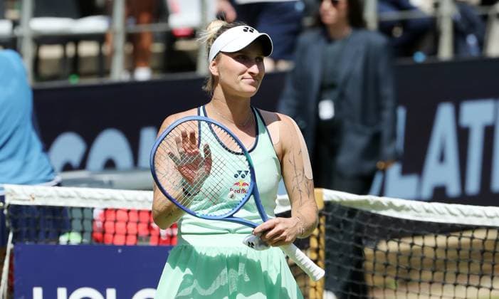Marketa Vondrousova CZE celebrates and reaches the semi-finals Steffi Graf Stadium Sport HYLO Berlin Tennis Open Women on grass 20 06 2025