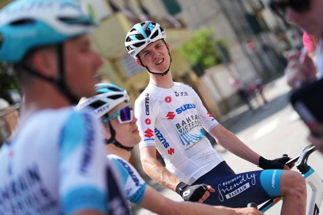 Omrzel Jakob of Bahrain Victorious Development Team white jersey during the stage 6 of the Giro Next Gen 2025, Ovada (Al) Acqui Terme (Al), 155 km, Italy - Friday, June 20, 2025. - cycling.  Copyright: xGianxMattiaxD Alberto LaPressex