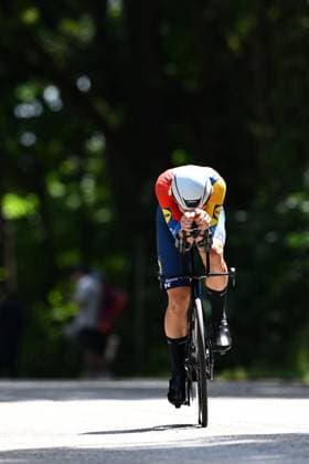 Baloise Belgium Tour 2025 Stage 3 HAM, BELGIUM - JUNE 20 : Egholm Kristian (DEN) of Lidl - Trek during stage 3 of the 94th edition of Baloise Tour of Belgium an UCI ProSeries 2.Pro Individual Time Trial stage for Men Elite of 9.7 km with start in Tessenderlo and finish in Ham on June 20, 2025 in Ham, Belgium, 20 06 2025 Ham Belgium  Copyright: xTomasxSiskx