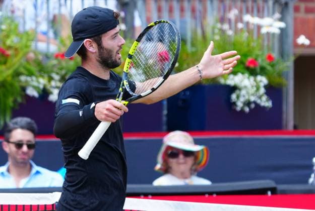 Jacob Fearnley reacts during his quarter final match Queen s Club Championships, Day 12, Queen s Club, West Kensington, London, UK - 20 Jun 2025  Copyright: xJavierxGarcia Shutterstockx 15366229j