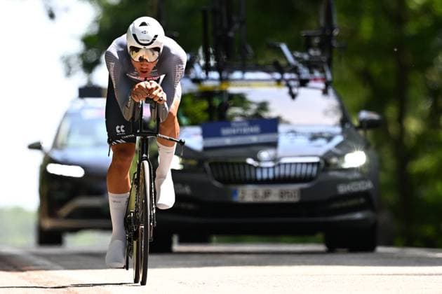 Baloise Belgium Tour 2025 Stage 3 HAM, BELGIUM - JUNE 20 : Sentjens Sente (BEL) of Alpecin - Deceuninck during stage 3 of the 94th edition of Baloise Tour of Belgium an UCI ProSeries 2.Pro Individual Time Trial stage for Men Elite of 9.7 km with start in Tessenderlo and finish in Ham on June 20, 2025 in Ham, Belgium, 20 06 2025 Ham Belgium  Copyright: xTomasxSiskx