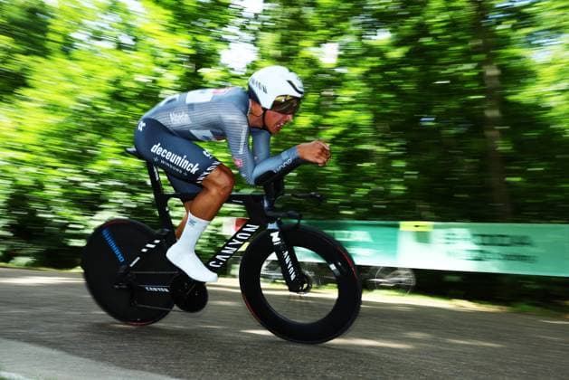 Belgian Sente Sentjens of Alpecin-Deceuninck pictured in action during the third stage of the Baloise Belgium Tour cycling race, a 9,7km individual time trial from Tessenderlo to Ham, Friday 20 June 2025. The Baloise Belgium Tour takes place from 18 to 22 June. DAVIDxPINTENS  x127444964x