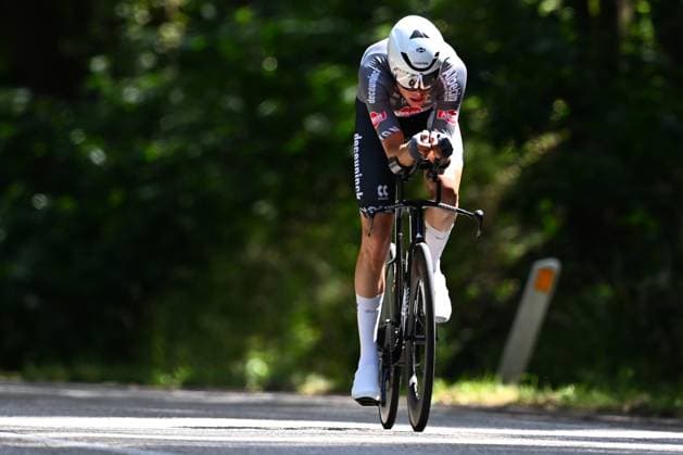 Baloise Belgium Tour 2025 Stage 3 HAM, BELGIUM - JUNE 20 : Riesebeek Oscar (NED) of Alpecin - Deceuninck during stage 3 of the 94th edition of Baloise Tour of Belgium an UCI ProSeries 2.Pro Individual Time Trial stage for Men Elite of 9.7 km with start in Tessenderlo and finish in Ham on June 20, 2025 in Ham, Belgium, 20 06 2025 Ham Belgium  Copyright: xTomasxSiskx