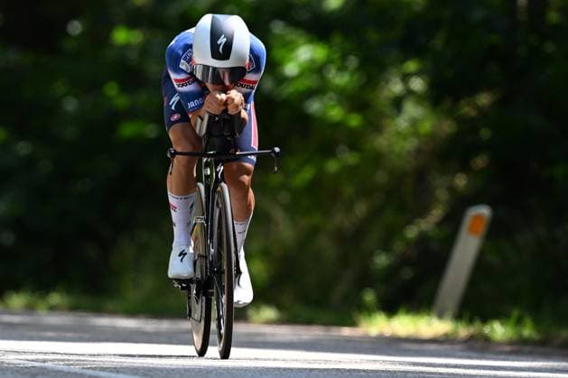 Baloise Belgium Tour 2025 Stage 3 HAM, BELGIUM - JUNE 20 : Hayter Ethan (GBR) of Soudal Quick-Step during stage 3 of the 94th edition of Baloise Tour of Belgium an UCI ProSeries 2.Pro Individual Time Trial stage for Men Elite of 9.7 km with start in Tessenderlo and finish in Ham on June 20, 2025 in Ham, Belgium, 20 06 2025 Ham Belgium  Copyright: xTomasxSiskx