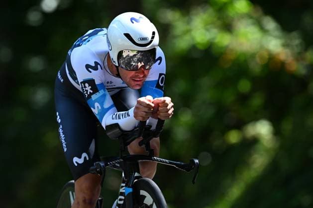 Baloise Belgium Tour 2025 Stage 3 HAM, BELGIUM - JUNE 20 : Serrano Gonzalo (ESP) of Movistar Team during stage 3 of the 94th edition of Baloise Tour of Belgium an UCI ProSeries 2.Pro Individual Time Trial stage for Men Elite of 9.7 km with start in Tessenderlo and finish in Ham on June 20, 2025 in Ham, Belgium, 20 06 2025 Ham Belgium  Copyright: xTomasxSiskx