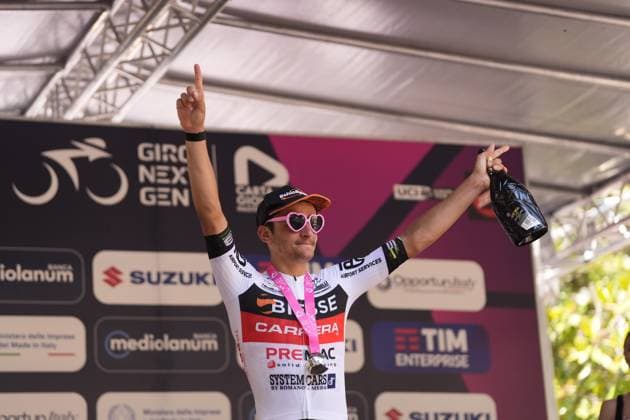 AGOSTINACCHIO Filippo win the race during the stage 6 of the Giro Next Gen 2025, Ovada (Al) Acqui Terme (Al), 155 km , Italy - friday , June 20, 2025. - cycling.  Copyright: xFabioxFerrarix LaPressex