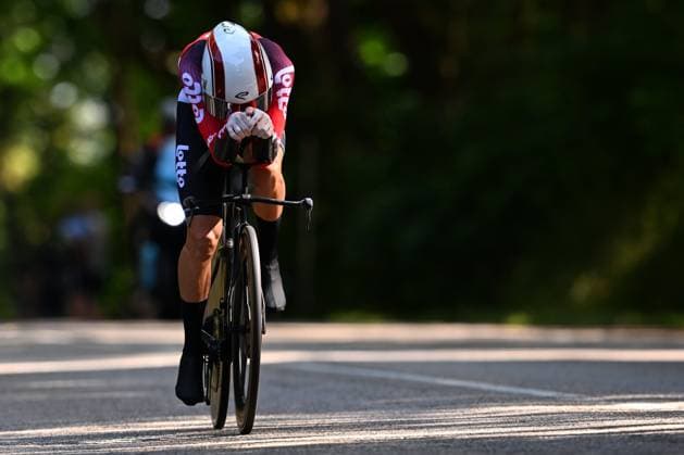 Baloise Belgium Tour 2025 Stage 3 HAM, BELGIUM - JUNE 20 : Berckmoes Jenno (BEL) of Lotto during stage 3 of the 94th edition of Baloise Tour of Belgium an UCI ProSeries 2.Pro Individual Time Trial stage for Men Elite of 9.7 km with start in Tessenderlo and finish in Ham on June 20, 2025 in Ham, Belgium, 20 06 2025 Ham Belgium  Copyright: xTomasxSiskx