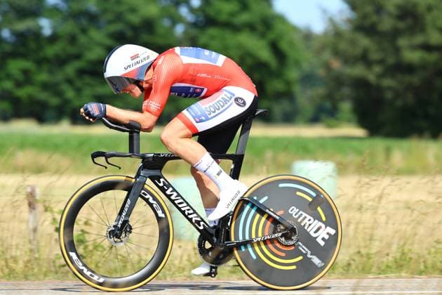 Belgian Tim Merlier of Soudal Quick-Step pictured in action during the third stage of the Baloise Belgium Tour cycling race, a 9,7km individual time trial from Tessenderlo to Ham, Friday 20 June 2025. The Baloise Belgium Tour takes place from 18 to 22 June. DAVIDxPINTENS  x127451885x