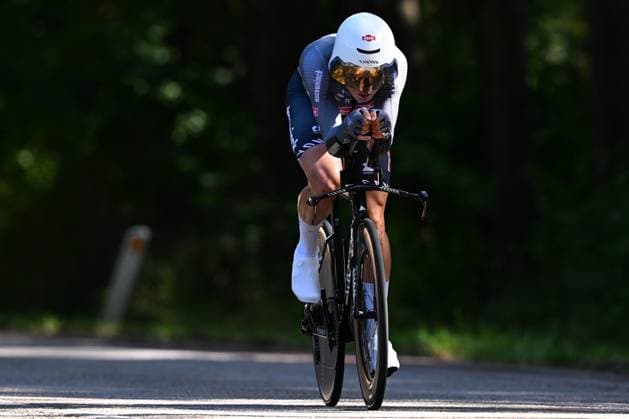 Baloise Belgium Tour 2025 Stage 3 HAM, BELGIUM - JUNE 20 : Philipsen Jasper (BEL) of Alpecin - Deceuninck during stage 3 of the 94th edition of Baloise Tour of Belgium an UCI ProSeries 2.Pro Individual Time Trial stage for Men Elite of 9.7 km with start in Tessenderlo and finish in Ham on June 20, 2025 in Ham, Belgium, 20 06 2025 Ham Belgium  Copyright: xTomasxSiskx