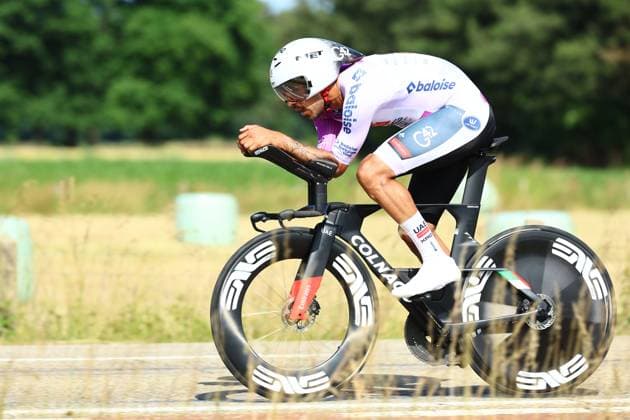 Colombian Juan Sebastian Molano of UAE Team Emirates pictured in action during the third stage of the Baloise Belgium Tour cycling race, a 9,7km individual time trial from Tessenderlo to Ham, Friday 20 June 2025. The Baloise Belgium Tour takes place from 18 to 22 June. DAVIDxPINTENS  x127452301x