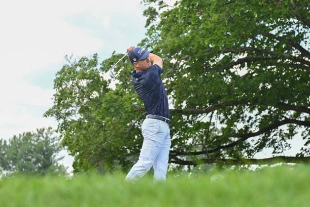 June 20, 2025: Justin Thomas hits his tee shot on the fifth hole during the second round of the Travelers Golf Championship in Cromwell, Connecticut. CSM Cromwell USA - ZUMAc04_ 20250620_zma_c04_017 Copyright: xGregoryxVasilx