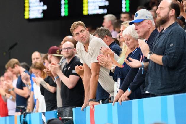 Dirk Nowitzki in the stands watching the game during the FIBA womens EuroBasket 2025 group stage match between Spain and Germany at Inselpark Arena, Hamburg, Germany. (Sven Beyrich SPP)  Copyright: xSvenxBeyrich SPPx spp-en-SvBe-20250620-ND5_0506
