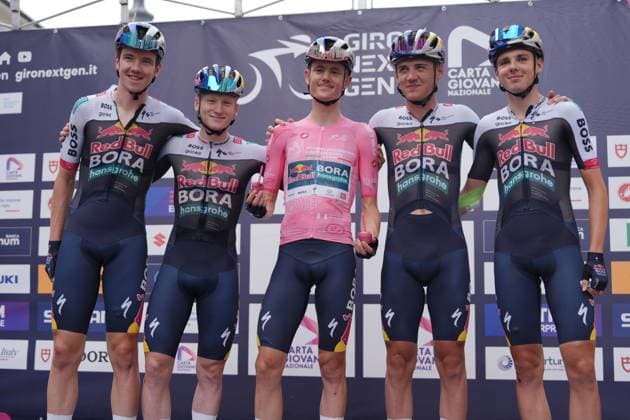 Luke Tuckwell of the Red Bull - Bora - Hansgrohe Rookies Pink Jersey during the stage 7 of the Giro Next Gen 2025, Bra (Cn) Prato Nevoso, 166 km, Italy - Saturday, June 21, 2025. - cycling.  Copyright: xGianxMattiaxD Albertox LaPressex