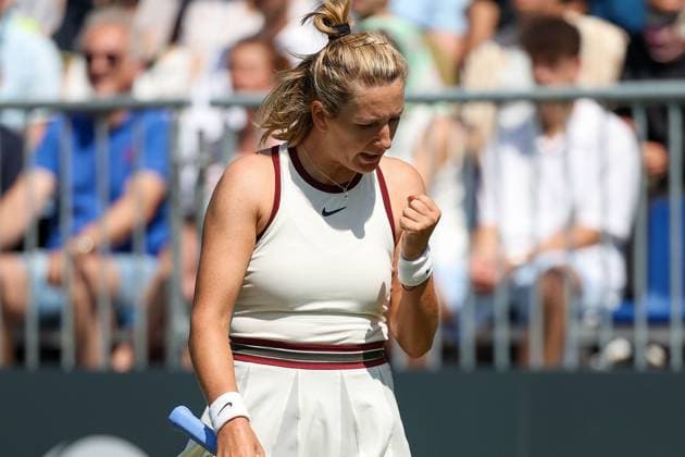 Bad Homburg on 21 06 2025 Womens Tennis Tournament WTA 500 Bad Homburg Open powered by Solarwatt 2025, Match Cat McNally USA against Viktoria Azarenka v l , Viktoria Azarenka clenches her fist Copyright: JoaquimxFerreira