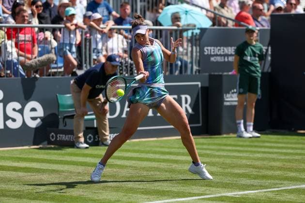 Bad Homburg on 21 06 2025 Womens Tennis Tournament WTA 500 Bad Homburg Open powered by Solarwatt 2025 Veronika Kudermetova vs Arantxa Rus NL v l , Veronika Kudermetova plays a forehand Copyright: JoaquimxFerreira