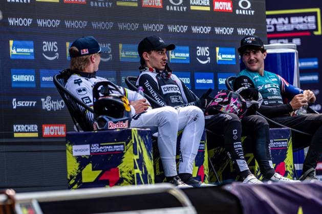 Whoop Mountainbike Downhill Worldcup Val di Sole ALRAN Till COMMENCAL MUC OFF BY RIDING ADDICTIONat Whoop Mountainbike Downhill Worldcup Val di Sole, 21 06 2025,in , photo Sebastian Sternemann