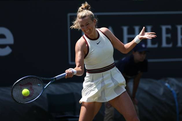 Bad Homburg on 21 06 2025 Womens Tennis Tournament WTA 500 Bad Homburg Open powered by Solarwatt 2025, Match Cat McNally USA vs Victoria Azarenka v l , Victoria Azarenka plays a forehand Copyright: JoaquimxFerreira