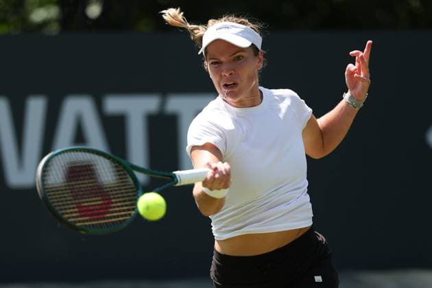 Bad Homburg on 21 06 2025 Womens Tennis Tournament WTA 500 Bad Homburg Open powered by Solarwatt 2025, Match Cat McNally USA vs Victoria Azarenka v l , Cat McNally USA plays a forehand Copyright: JoaquimxFerreira