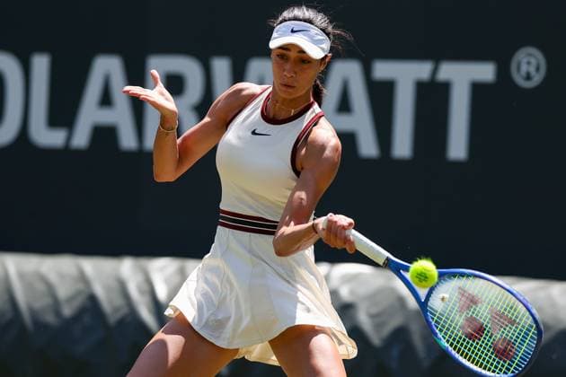 Bad Homburg on 21 06 2025 Tennis Womens Tournament WTA 500 Bad Homburg Open powered by Solarwatt 2025, Match Olga Danilovic SER vs Natasja Schunk GER v l , Olga Danilovic SER plays a forehand Copyright: JoaquimxFerreira