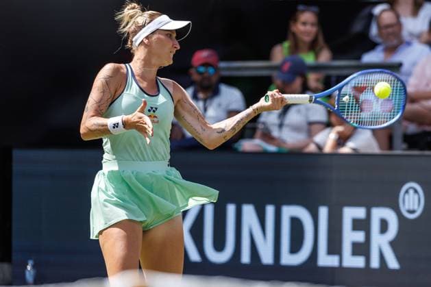 21 06 2025 Tennis WTA Tour Berlin, Singles, Women, Semifinals, Marketa Vondrousova CZE Samsonova Russia , Steffi Graf Stadium Marketa Vondrousova returns a ball Tennis WTA Tour Berlin
