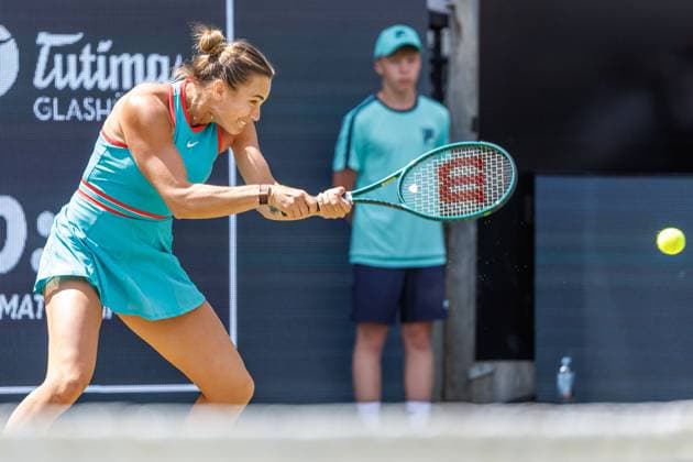 21 06 2025 Tennis WTA Tour Berlin, Singles, Women, Semifinals, Marketa Vondrousova CZE Samsonova Russia , Steffi Graf Stadium Aryna Sabalenka returns a ball Tennis WTA Tour Berlin