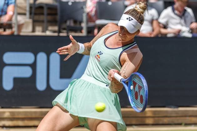 21 06 2025 Tennis WTA Tour Berlin, Singles, Women, Semifinals, Marketa Vondrousova CZE Samsonova Russia , Steffi Graf Stadium Marketa Vondrousova returns a ball Tennis WTA Tour Berlin