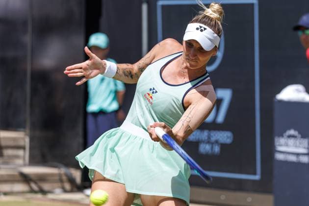 21 06 2025 Tennis WTA Tour Berlin, Singles, Women, Semifinals, Marketa Vondrousova CZE Samsonova Russia , Steffi Graf Stadium Marketa Vondrousova returns a ball Tennis WTA Tour Berlin