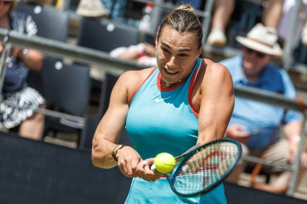 21 06 2025 Tennis WTA Tour Berlin, Singles, Women, Semifinals, Marketa Vondrousova CZE Samsonova Russia , Steffi Graf Stadium Aryna Sabalenka returns a ball Tennis WTA Tour Berlin