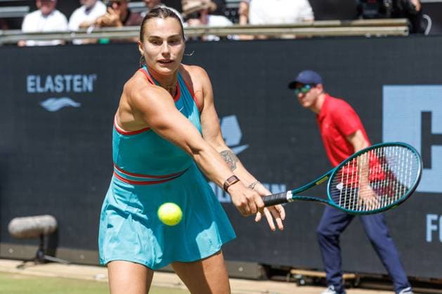 21 06 2025 Tennis WTA Tour Berlin, Singles, Women, Semifinals, Marketa Vondrousova CZE Samsonova Russia , Steffi Graf Stadium Aryna Sabalenka returns a ball Tennis WTA Tour Berlin