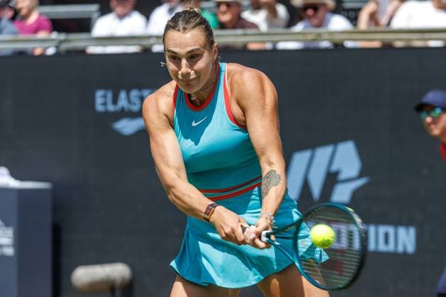 21 06 2025 Tennis WTA Tour Berlin, Singles, Women, Semifinals, Marketa Vondrousova CZE Samsonova Russia , Steffi Graf Stadium Aryna Sabalenka returns a ball Tennis WTA Tour Berlin