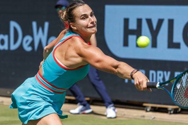 21 06 2025 Tennis WTA Tour Berlin, Singles, Women, Semifinals, Marketa Vondrousova CZE Samsonova Russia , Steffi Graf Stadium Aryna Sabalenka returns a ball Tennis WTA Tour Berlin